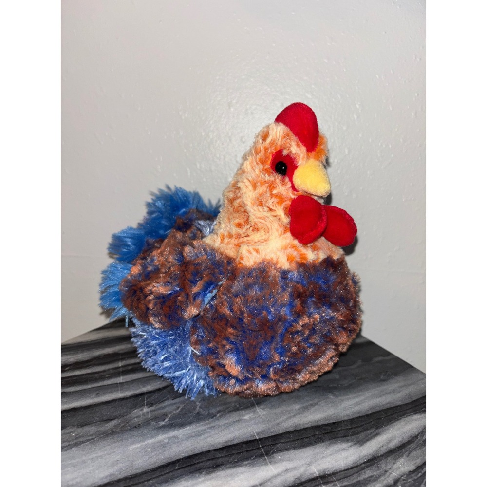 Douglas Cuddle Toys Henrietta Blue Lace Hen Chicken Plush Shaggy Bird 1798‎